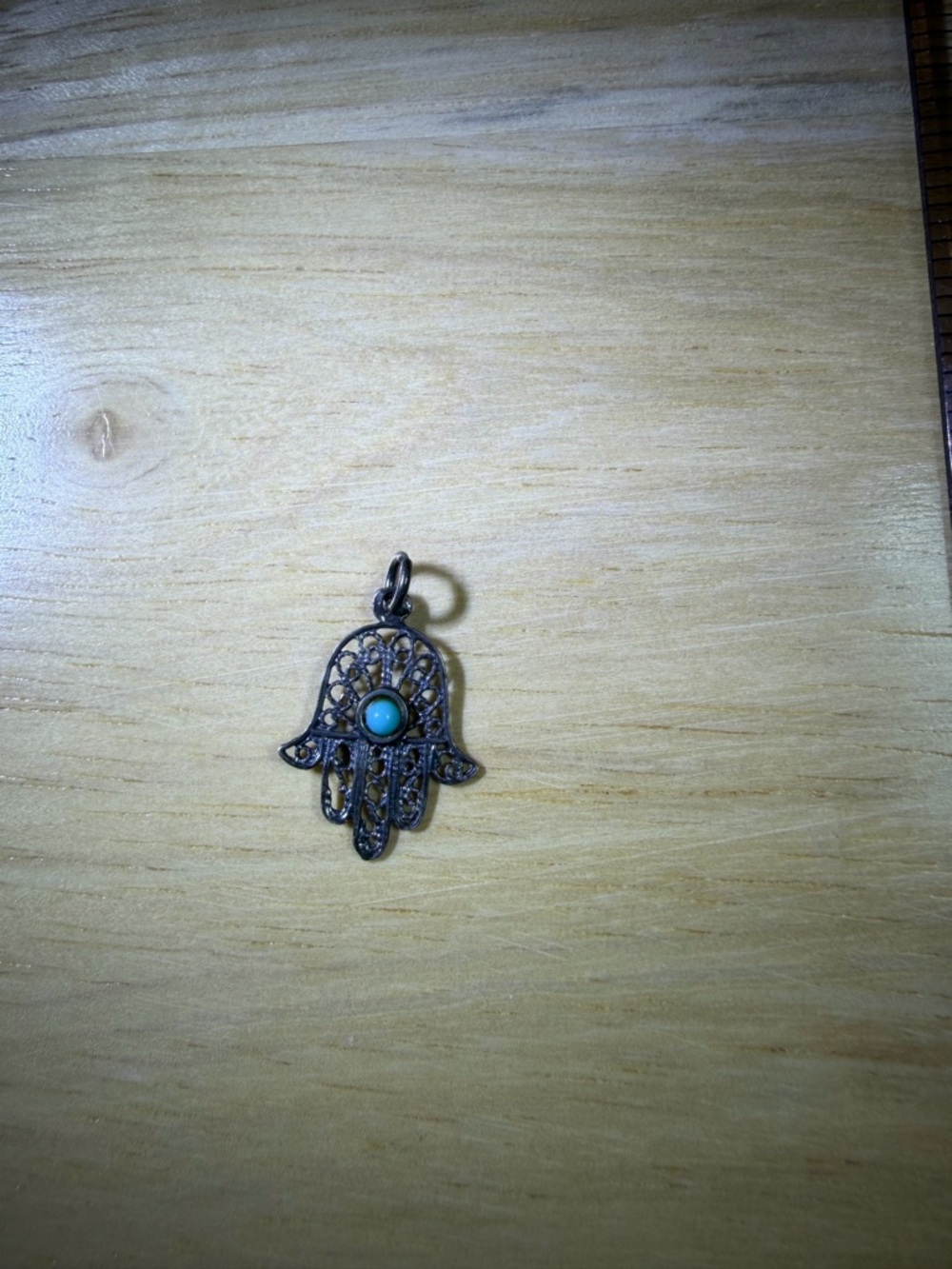 Vintage Hamsa Hand Turquoise Pendant Necklace Charm